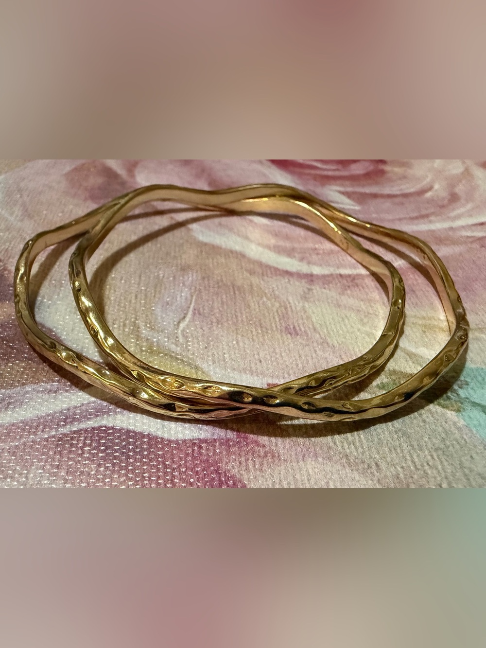 Gold-Tone Textured Women’s Bangle Bracelets - Set of 2